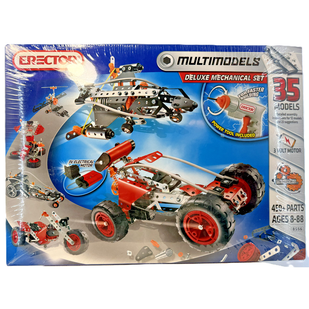 Erector Multimodels 85556 Deluxe Set 450+ Parts Motorized 35 Models Sealed